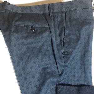 Etro navy blue cotton blend pants Italian size 56, slim fit